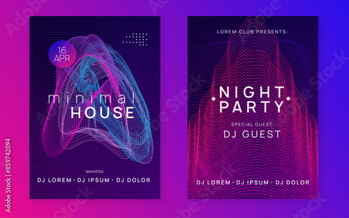 Fest Event. Violet Party Magazine. Music Flyer. Night Club Trance Graphic. Electronic Radio Invitation. Blue Dj Poster. Electro Invite. Green Fest Event