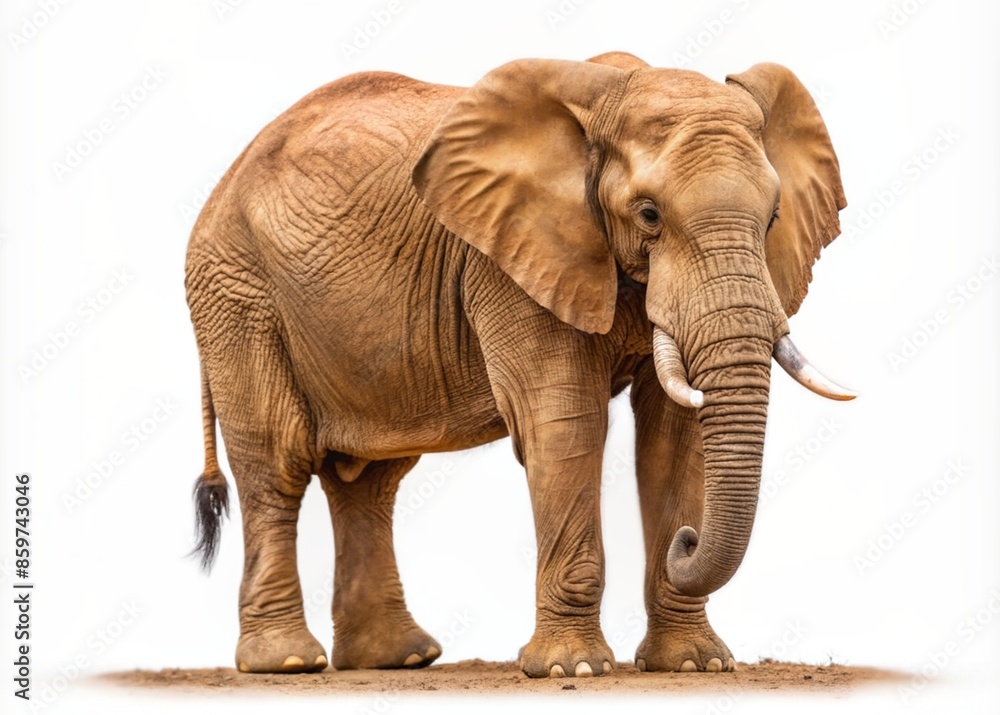 Obraz premium An elephant standing majestically on a white background