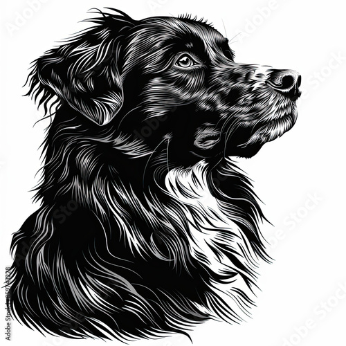 Wallpaper Mural A black and white drawing of a Australian Shepherd dog Torontodigital.ca