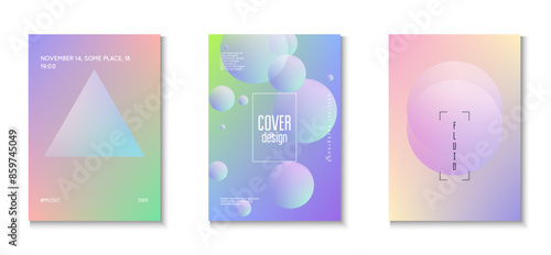 Holographic Poster. Minimal Design. Abstract Background. Multyplying Creative Placard. Elegant Elements. Cyberpunk Space Illustration. Blue 3d Set. Violet Holographic Poster