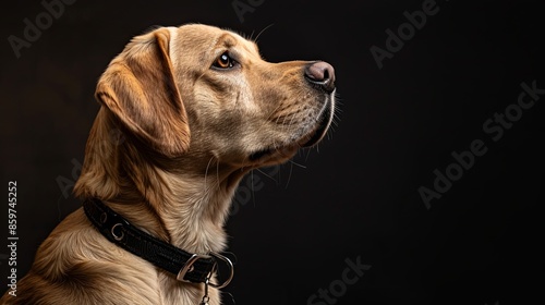 a dog closeup on black background 