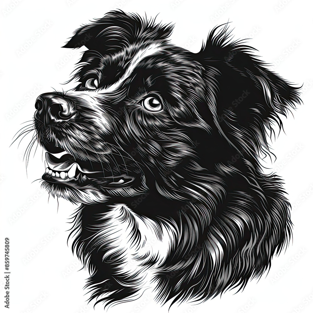 custom made wallpaper toronto digitalA black and white drawing of a Australian Shepherd dog