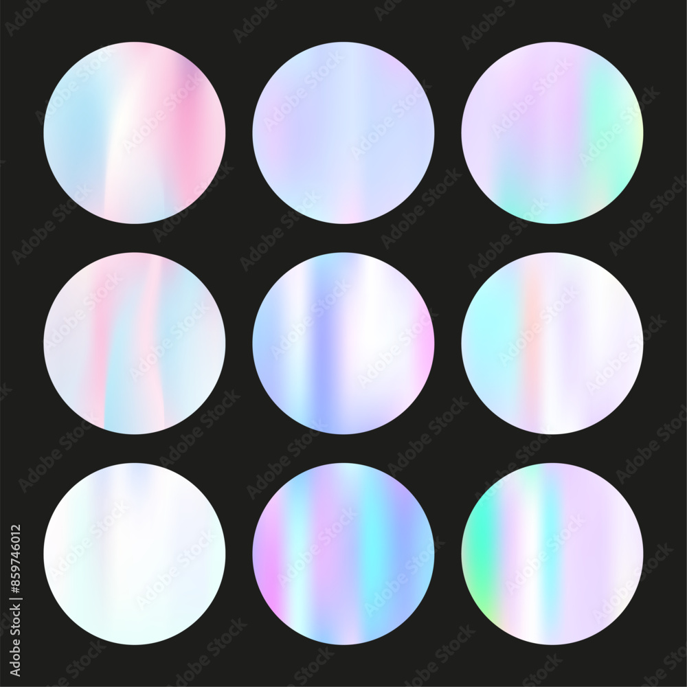 Holographic abstract backgrounds set. Gradient hologram. Rainbow holographic backdrop. Minimalistic 90s, 80s retro style graphic template for book, annual, mobile interface, web app. Holographic abstract backgrounds set. Gradient hologram. Rainbow holographic backdrop. Minimalistic 90s, 80s retro style graphic template for book, annual, mobile interface, web app.