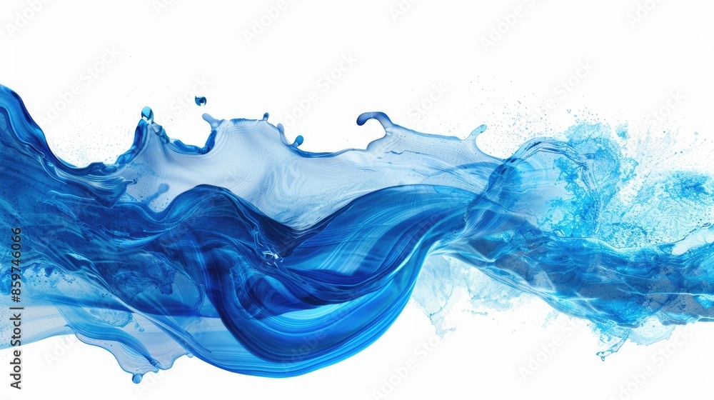 Isolated white background with blue wave Isolated white background with blue wave