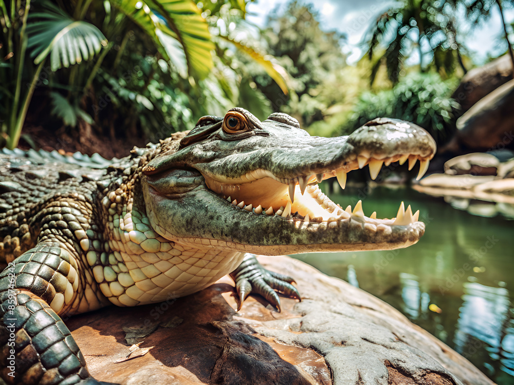 Fototapeta premium alligator in the swamp