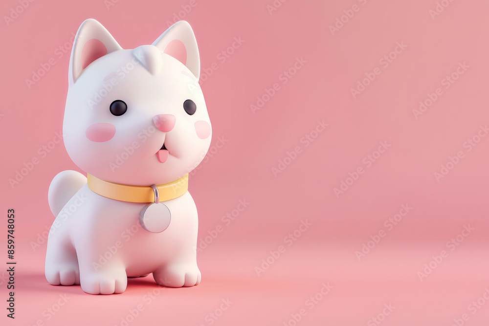 Cute 3D life-size dog icon on a simple pink background with space for text. Cute 3D life-size dog icon on a simple pink background with space for text.