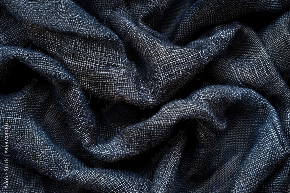 Black raw organic fabric bag pattern. Black flax texture. Pure linen sack cloth textile background. Black raw organic fabric bag pattern. Black flax texture. Pure linen sack cloth textile background.