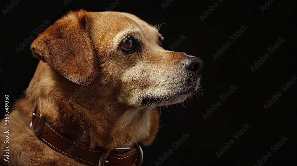 a dog closeup on black background a dog closeup on black background