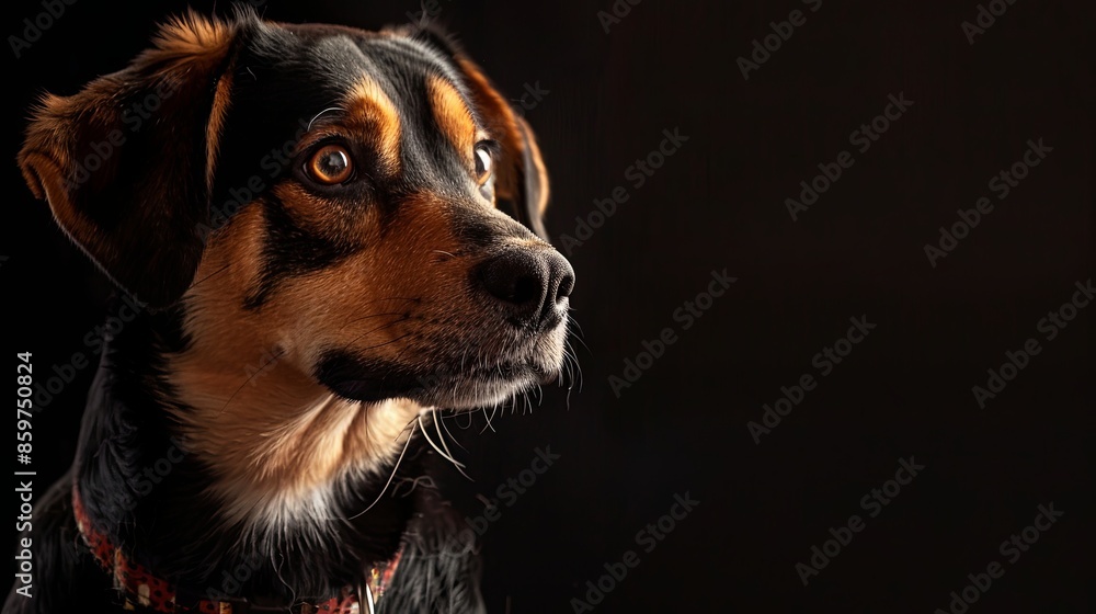 a dog closeup on black background a dog closeup on black background