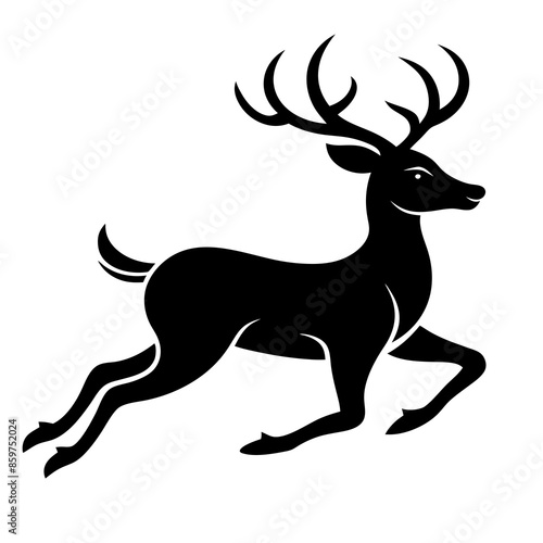 Running Deer Logo icon vector silhouette vector illustration © Merry