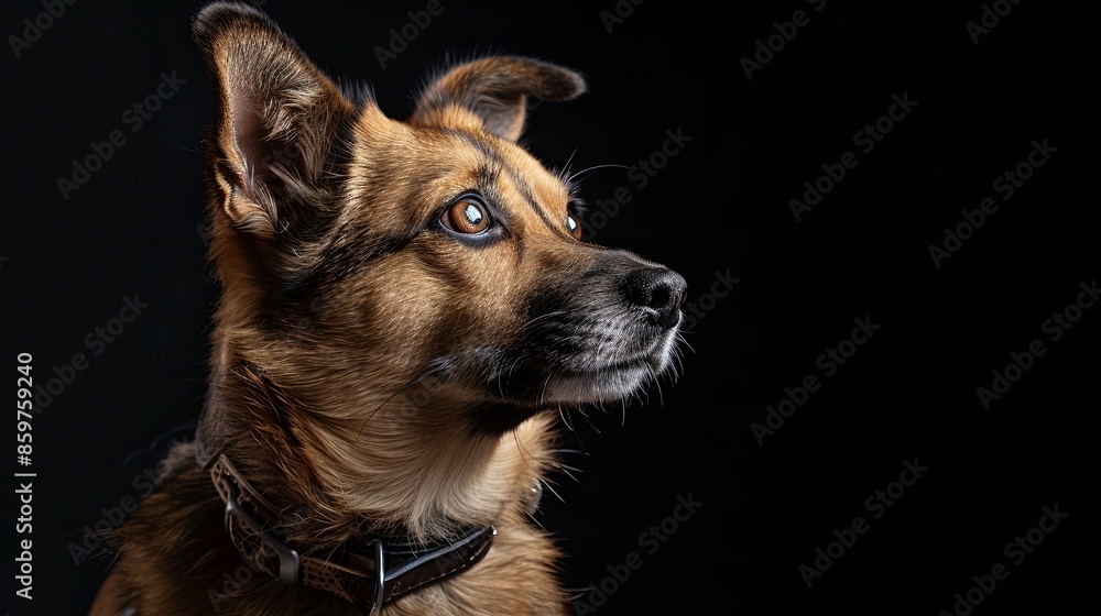 a dog closeup on black background a dog closeup on black background
