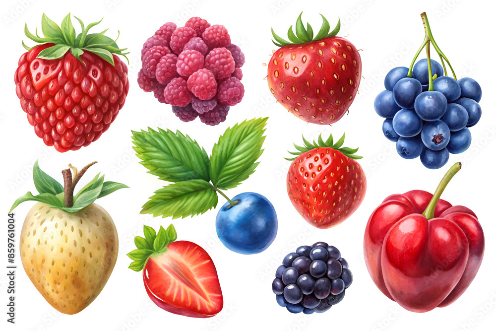 set of berries isolated set of berries isolated