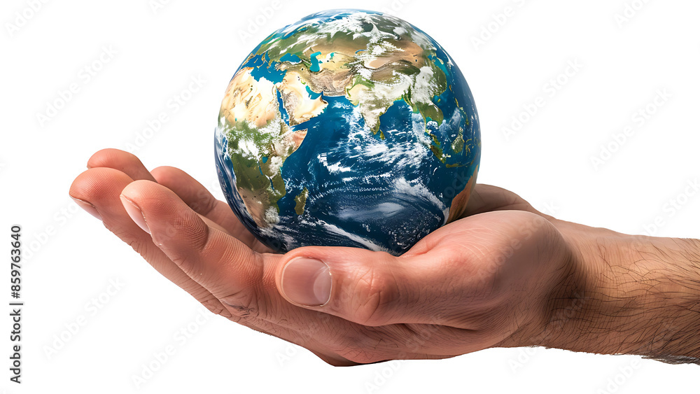 Man's hand holding earth isolated on transparent background. Man's hand holding earth isolated on transparent background.