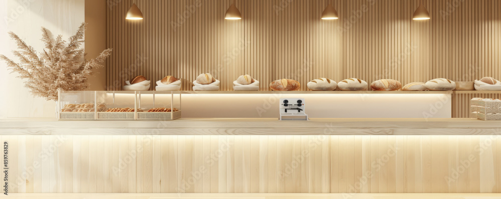 Bread bakery background with a clean, modern bakery interior ...