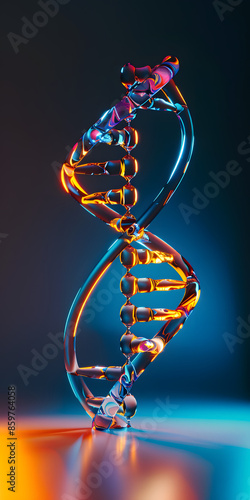 Representação colorida em destaque do DNA em forma de dupla hélice photo