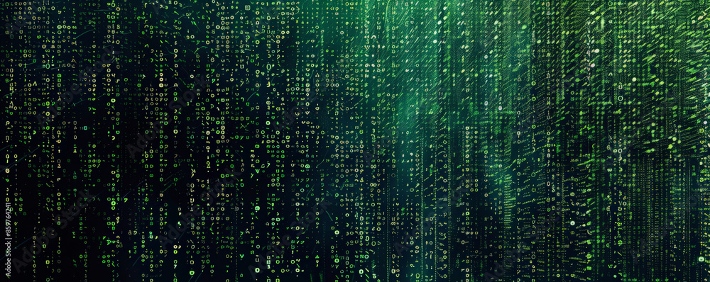 Design art background featuring a digital matrix of green numbers on a black background, evoking a sense of technology and mystery Design art background featuring a digital matrix of green numbers on a black background, evoking a sense of technology and mystery
