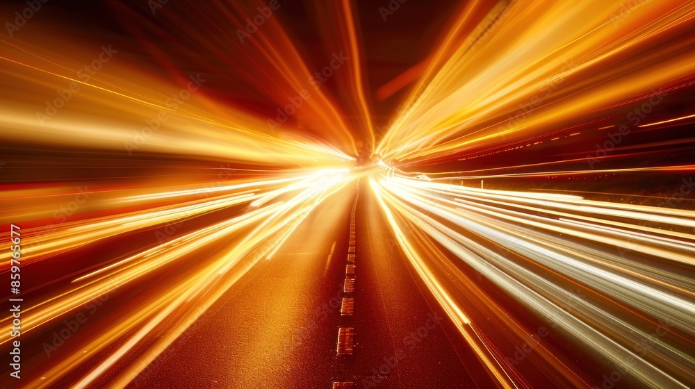 Obraz premium Streaks of Light on a Night Highway