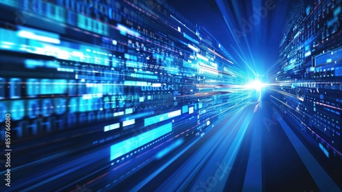 Wallpaper Mural Abstract Digital Tunnel with Blurred Data Stream Torontodigital.ca