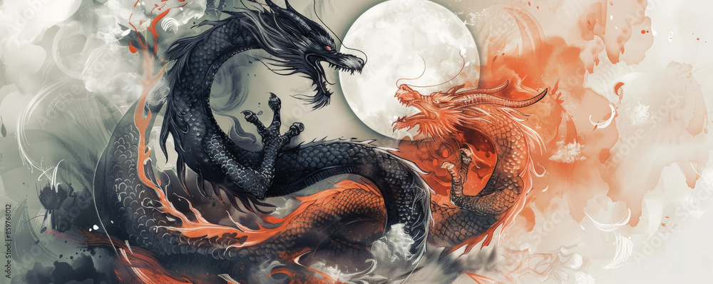Dragon and Yin-Yang Symbol: A dragon intertwined with the Yin-Yang ...