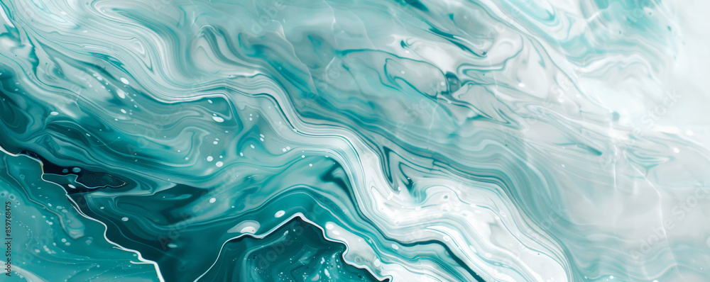 Marble abstract background featuring a blend of teal and white tones. The patterns are fluid and organic, creating a fresh and contemporary appearance Marble abstract background featuring a blend of teal and white tones. The patterns are fluid and organic, creating a fresh and contemporary appearance