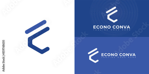Abstract initial hexagon letters EC or CE logo in blue color isolated on multiple background colors. The logo is suitable for Business Events Company logo vector design illustration inspiration