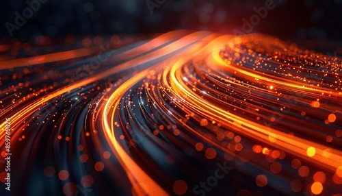 Futuristic 3D Render of Glowing Fiber Optic Cables