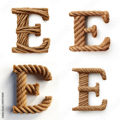 E, letter out of jute rustic rope, type, rope, alphabet, text, lettering, typography, 3D style