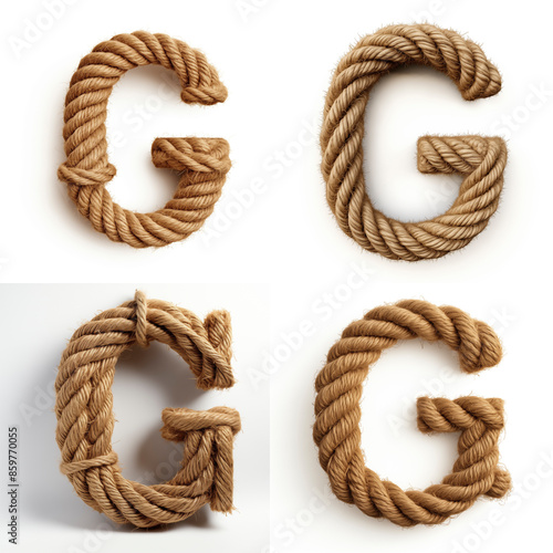 G, letter out of jute rustic rope, type, rope, alphabet, text, lettering, typography, 3D style photo