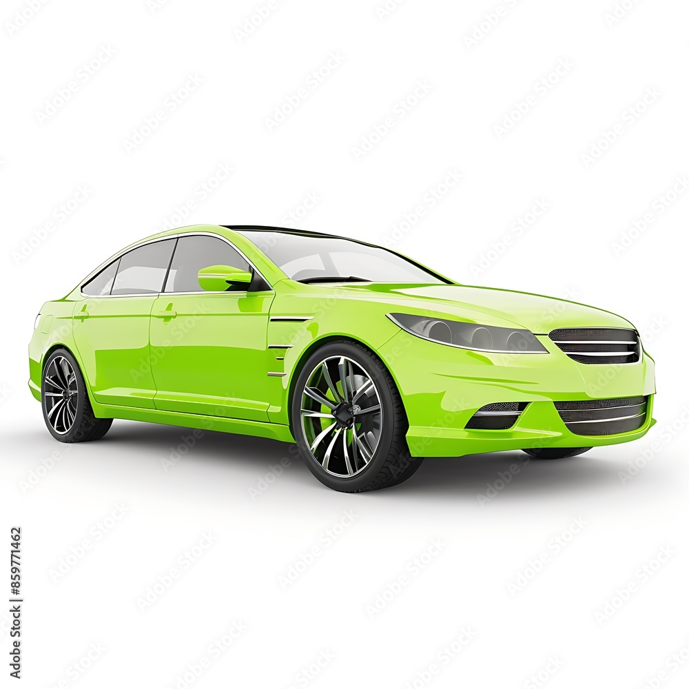 Fototapeta premium Green car isolated on white background