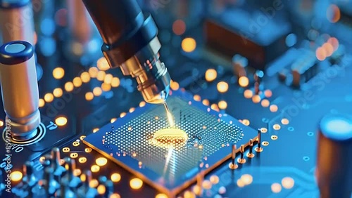 Close up Welding Tool Repairing Computer Processor