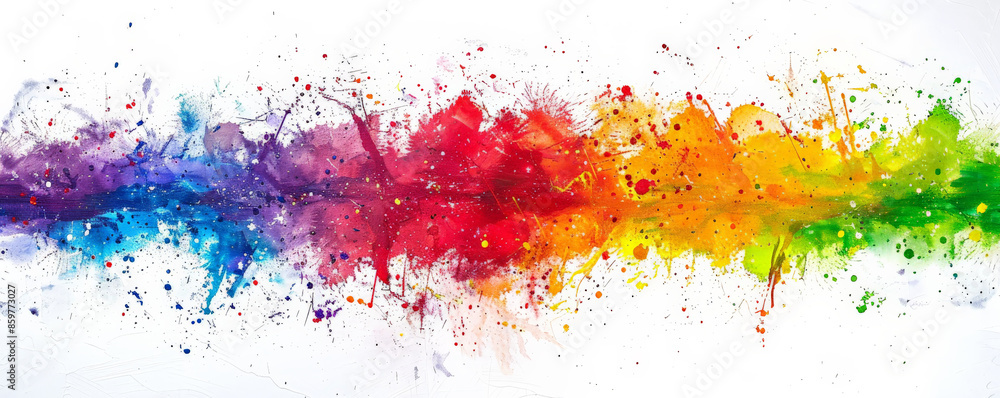 Pride LGBT background featuring a bold, abstract rainbow splash on a white canvas, expressing joy and diversity Pride LGBT background featuring a bold, abstract rainbow splash on a white canvas, expressing joy and diversity