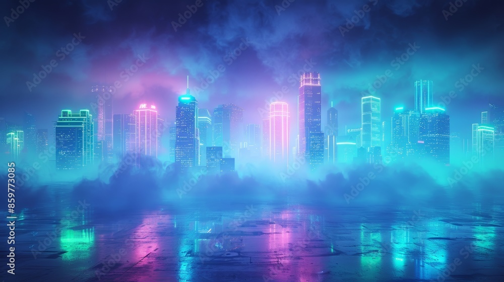 A cyberpunk city backdrop at night with glowing vibrant colors. A cyberpunk city backdrop at night with glowing vibrant colors.