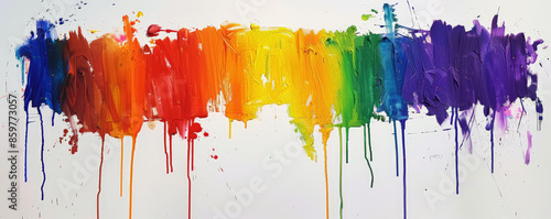 Wallpaper Mural Pride LGBT background featuring a bold, abstract rainbow splash on a white canvas, expressing joy and diversity Torontodigital.ca