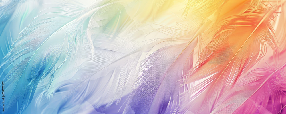 Pride LGBT background showcasing a rainbow-colored feather pattern, light and airy Pride LGBT background showcasing a rainbow-colored feather pattern, light and airy