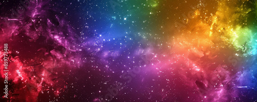 Pride LGBT background with a rainbow-colored galaxy, stars and nebulae creating a cosmic and awe-inspiring scene photo