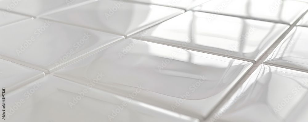 Obraz premium White Ceramic Tiles: Glossy white ceramic tiles arranged in a grid, offering a clean and contemporary aesthetic.