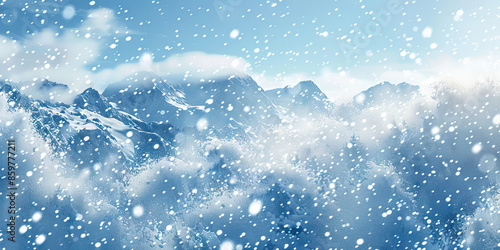 Mountain Snow: Close-Up Texture of Fresh Snowfall, Illustrating Crisp White Snowflakes and Winter Wonderland Aesthetics.