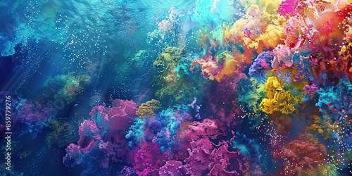 Underwater Coral: Close-Up Texture of Colorful Coral Reef, depicting Marine Life and Oceanic Diversity