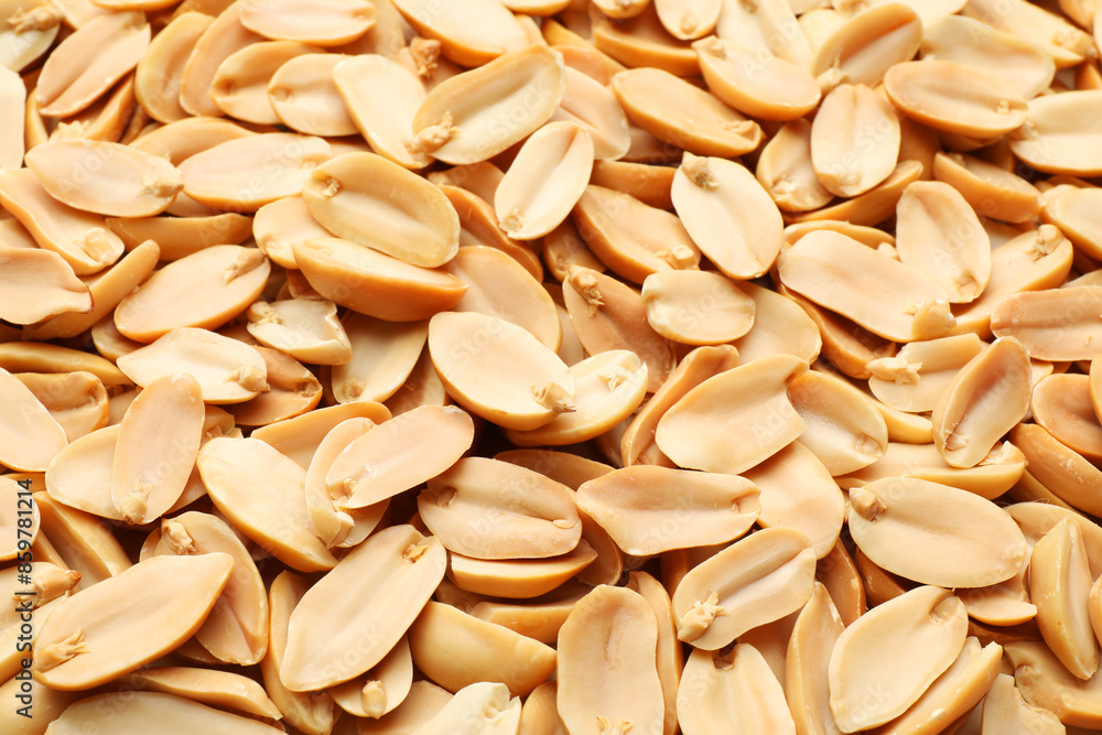 Fresh peeled peanuts as background, above view Fresh peeled peanuts as background, above view