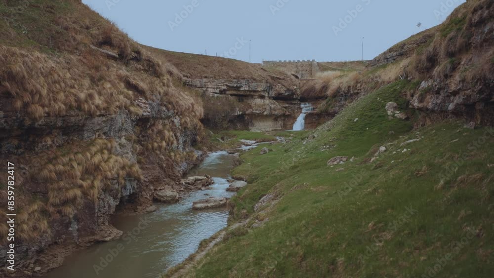 Waterfall in the mountains, mountain waterfall, nature of Dagestan, waterfall in Dagestan Waterfall in the mountains, mountain waterfall, nature of Dagestan, waterfall in Dagestan