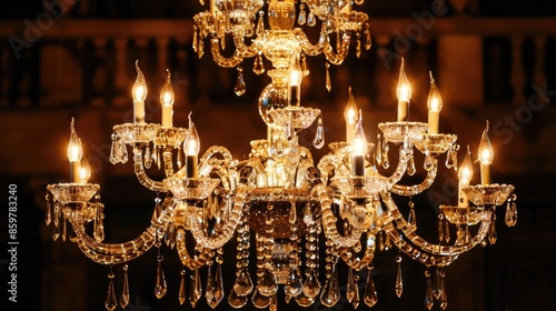 Elegant crystal chandelier as room decoration