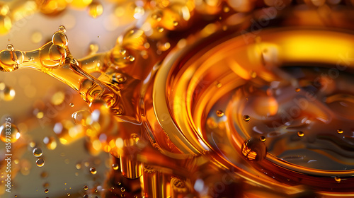 Lubricate motor oil and Gears. Oil wave splashing in Car engine with lubricant oil. Concept of Lubricate motor oil and Gears. 