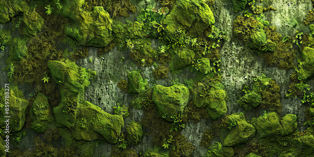 Mossy Stone: Close-Up Texture of Moss-Covered Stone, Showing Greenery and Texture Contrast. Mossy Stone: Close-Up Texture of Moss-Covered Stone, Showing Greenery and Texture Contrast.