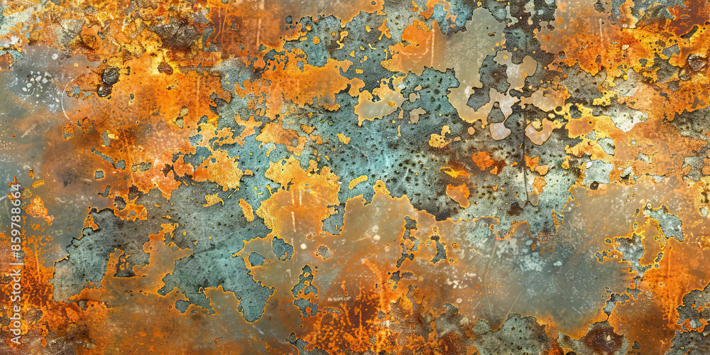 Weathered Metal: Close-Up Texture of Rusted Metal Surface, Exhibiting Patina and Rust Patterns. Weathered Metal: Close-Up Texture of Rusted Metal Surface, Exhibiting Patina and Rust Patterns.