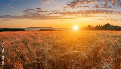 stunning sunrise over a field of wheats symbolizing the new beginnings and blessings