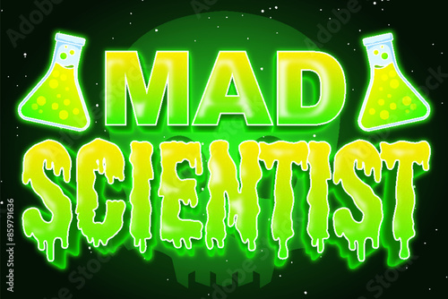 mad scientist green poison toxic typography lettering editable text effect font style template background
