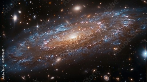 Wallpaper Mural Elliptical galaxy taking shape, dense star clusters, glowing center, deep black background, panoramic shot, galactic birth., Torontodigital.ca