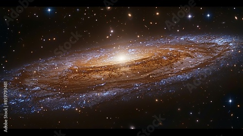 Elliptical galaxy taking shape, dense star clusters, glowing center, deep black background, panoramic shot, galactic birth.,