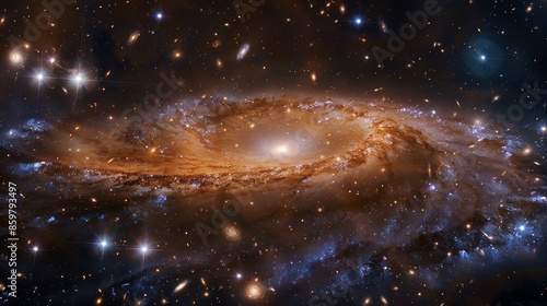 Elliptical galaxy taking shape, dense star clusters, glowing center, deep black background, panoramic shot, galactic birth.,