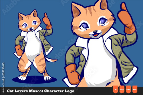 Cat Lovers Mascot Character Logo